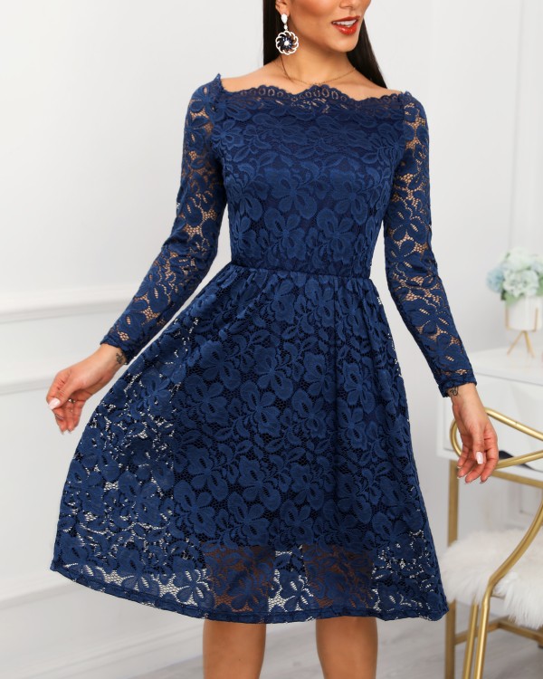 Crochet Lace Ruffles Hem Dress Crochet Lace Ruffles Hem Dress