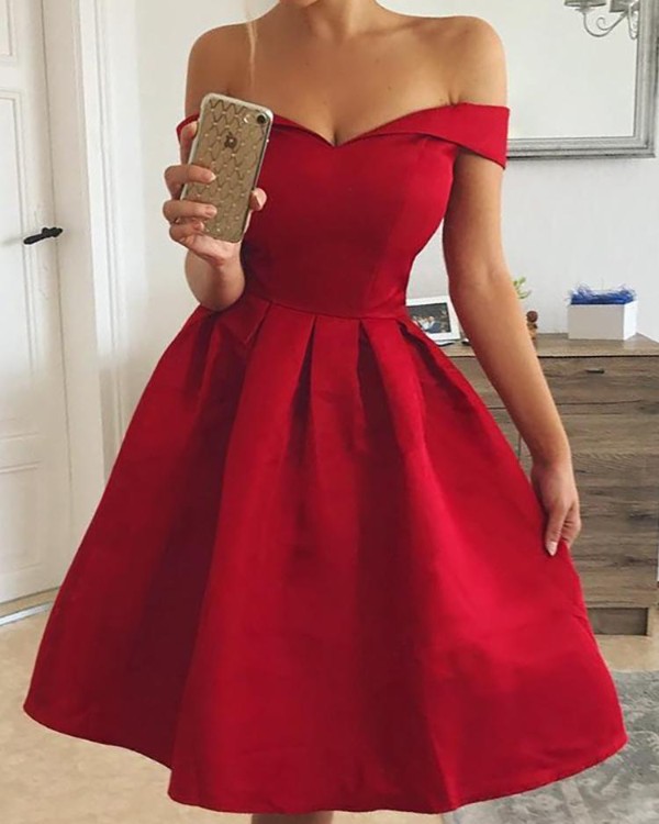 Sweetheart Neck Off Shoulder Pleated Party Dress Sweetheart Neck Off Shoulder Pleated Party Dress
