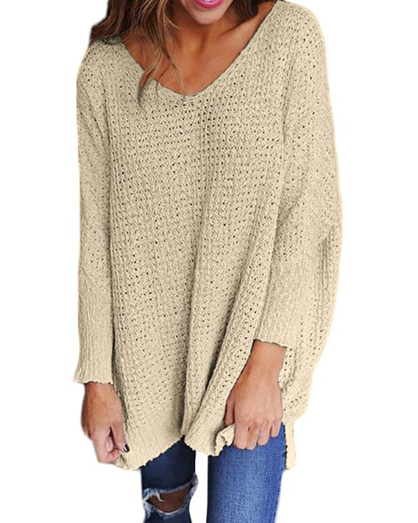 Solid V Neck Loose Sweater Solid V Neck Loose Sweater
