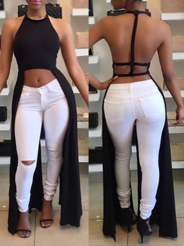 Sexy Women Backless Halter Fashion Crop Top Sexy Women Backless Halter Fashion Crop Top