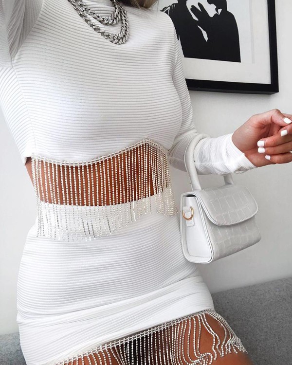 Solid Tassels Two-Piece Dress Solid Tassels Two-Piece Dress