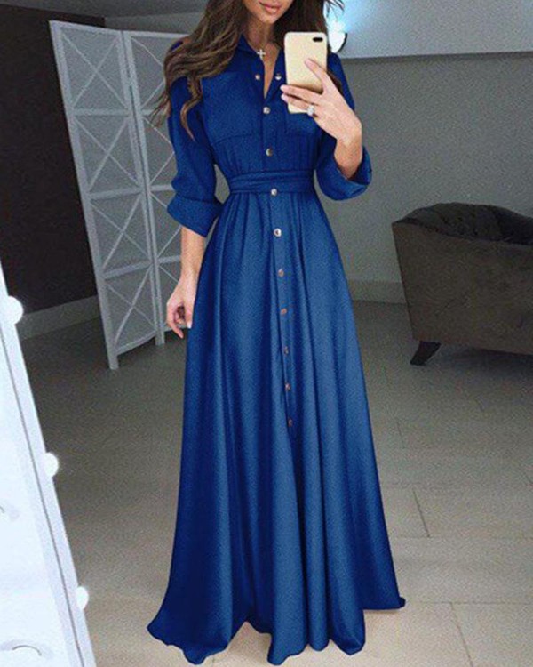 Snap Button Sheath Maxi Dress Snap Button Sheath Maxi Dress