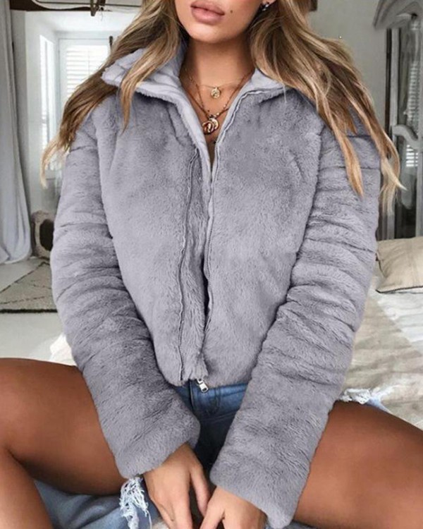 Faux Shearling Zip Coat Faux Shearling Zip Coat