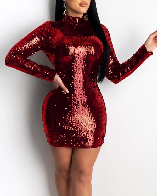 Glitter Backless Tied Sequins Dress Glitter Backless Tied Sequins Dress