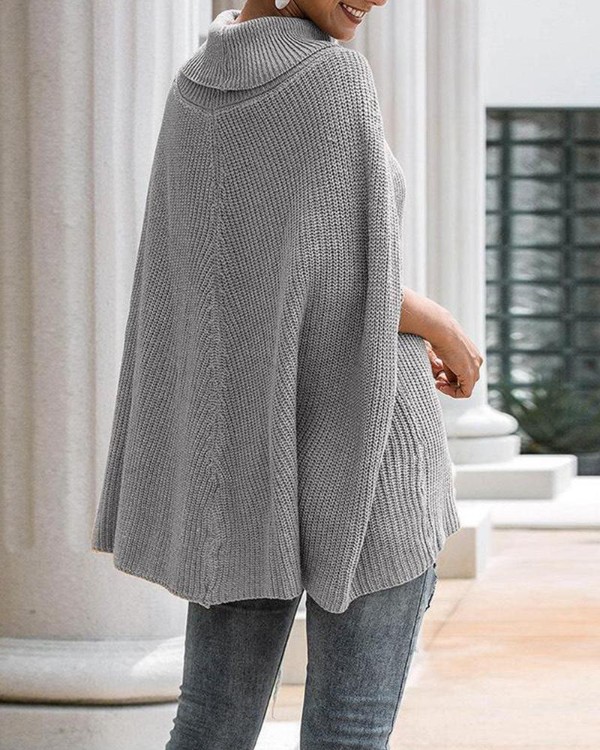 Casual High Neck Cape Sweater Casual High Neck Cape Sweater