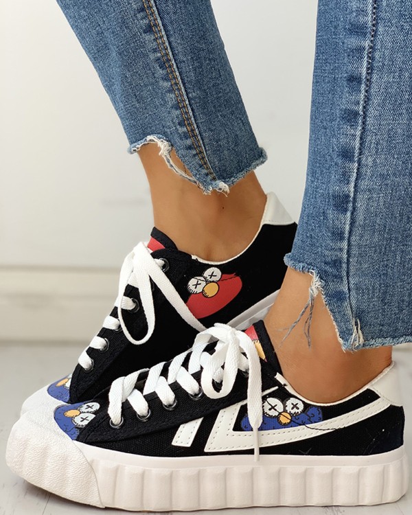 Colorblok Patchwork Lace-Up Casual Sneakers Colorblok Patchwork Lace-Up Casual Sneakers