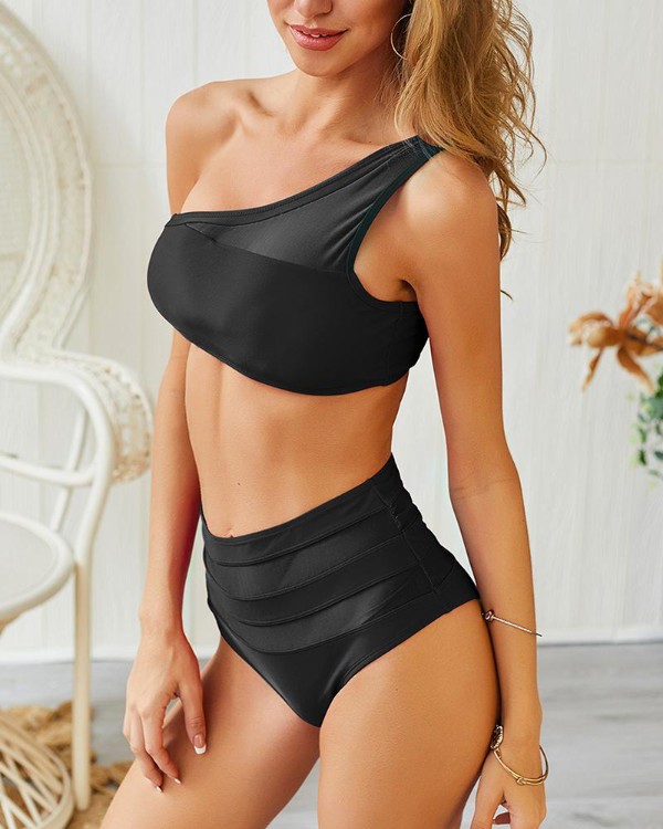 One Shoulder High Waist Swimwear One Shoulder High Waist Swimwear