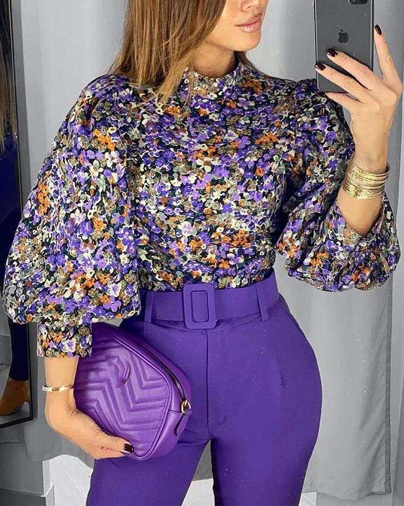 Floral Lantern Sleeve Top