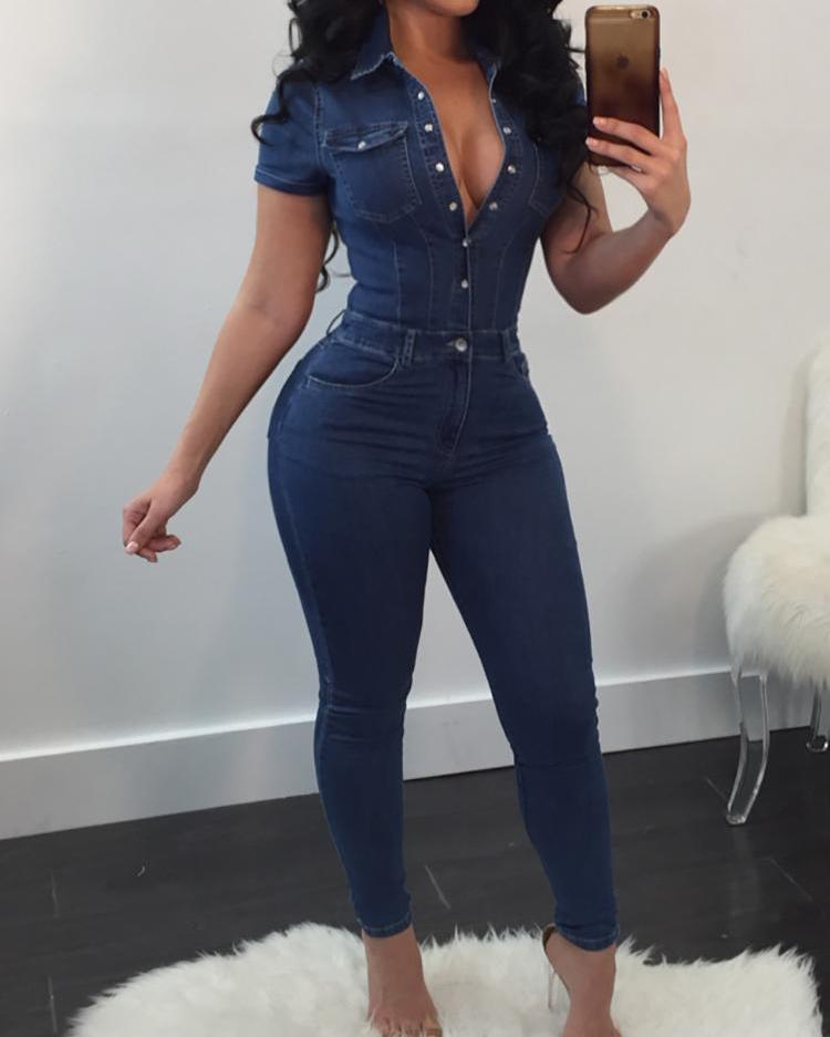 petite blue jumpsuit