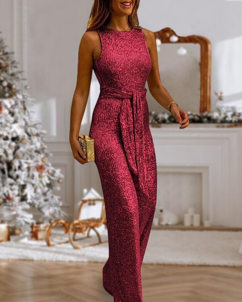 red glitter jumpsuit