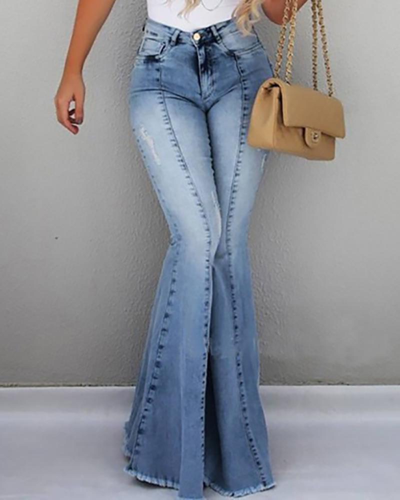 high waisted denim bell bottoms