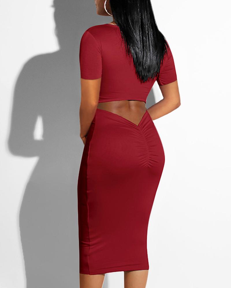 ruched back bodycon dress