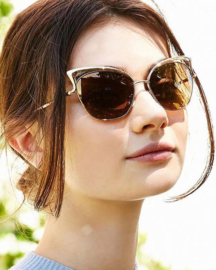 Fashion Reflactive Cat Eye Lens Sunglasses