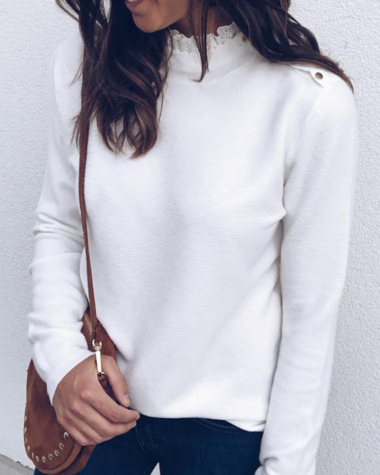 Frill Hem Neck Insert Casual Blouse