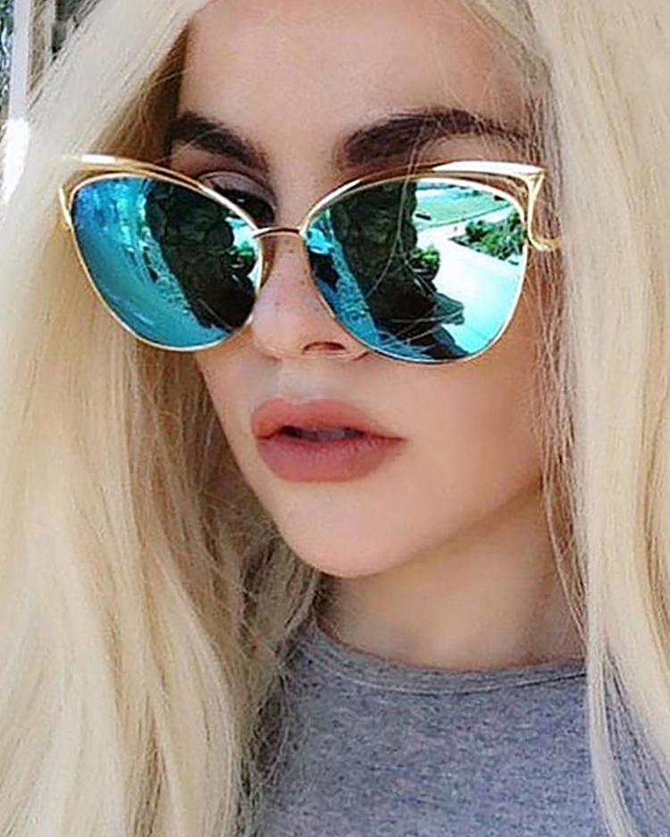 Fashion Reflactive Cat Eye Lens Sunglasses