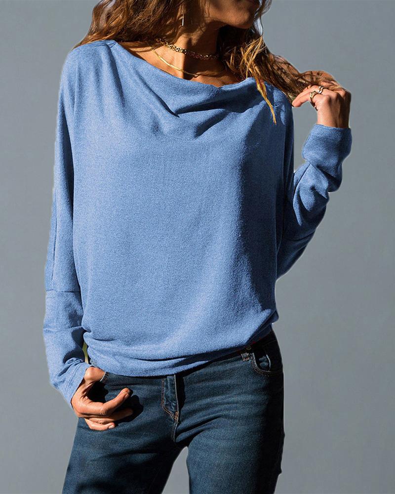 

Solid Batwing Sleeve Casual T-Shirt