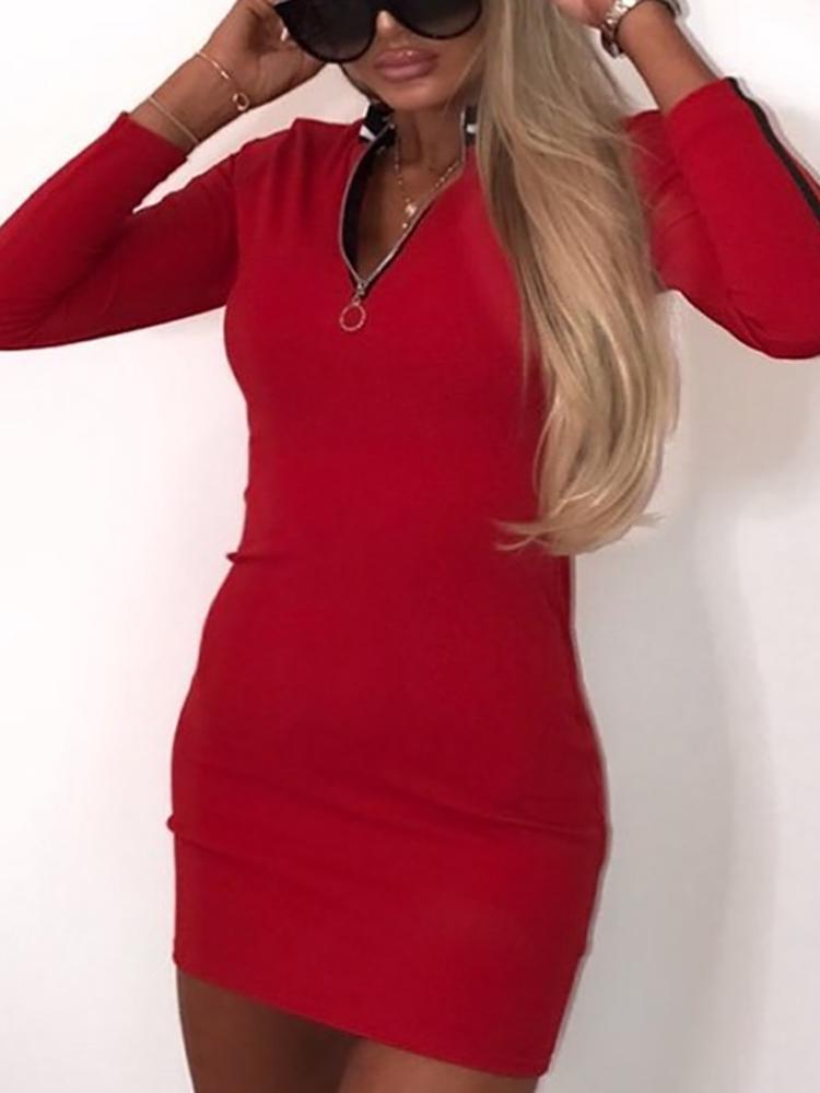 

Zipper Front Bodycon Mini Dress