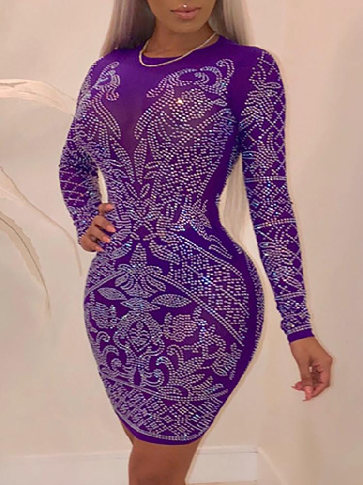 

Hot Stamping Long Sleeve Bodycon Dress