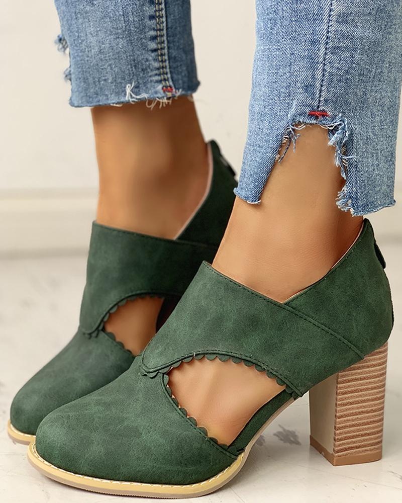 

Cutout Chunky Heels, Dark green