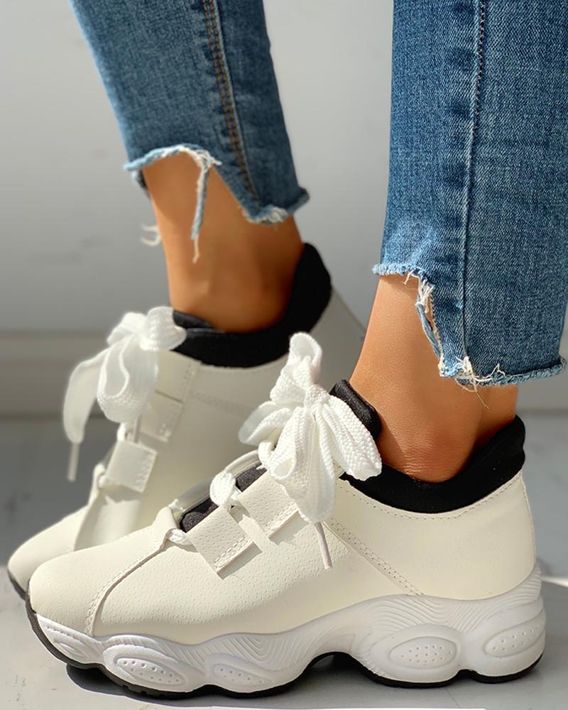 

Lace-Up Casual Sneakers, White