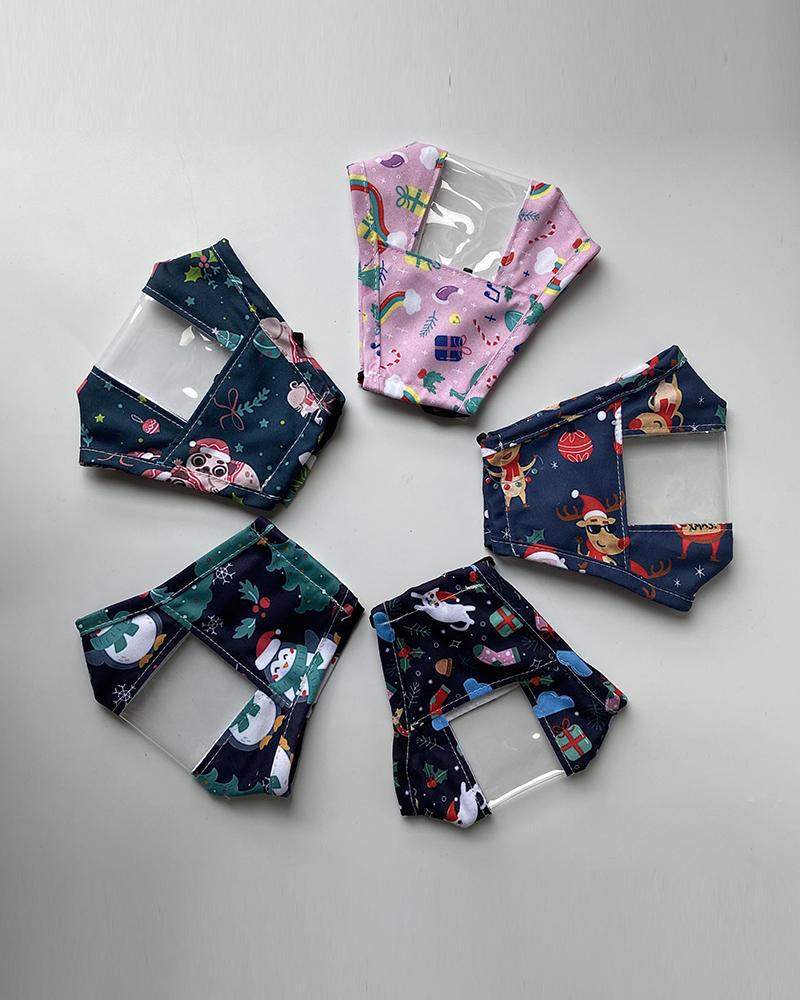 

5PCS/Set Paisley / Christmas Mixed Print Visible Face Mask, Style3