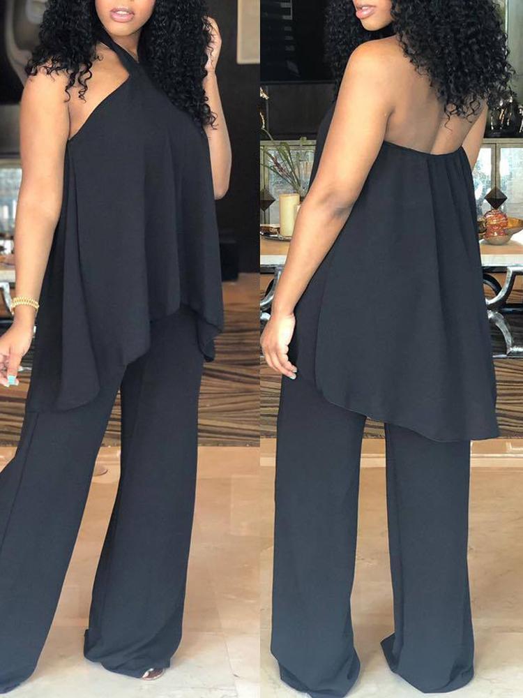 

Halter Irregular Top & Wide Leg Pants Sets