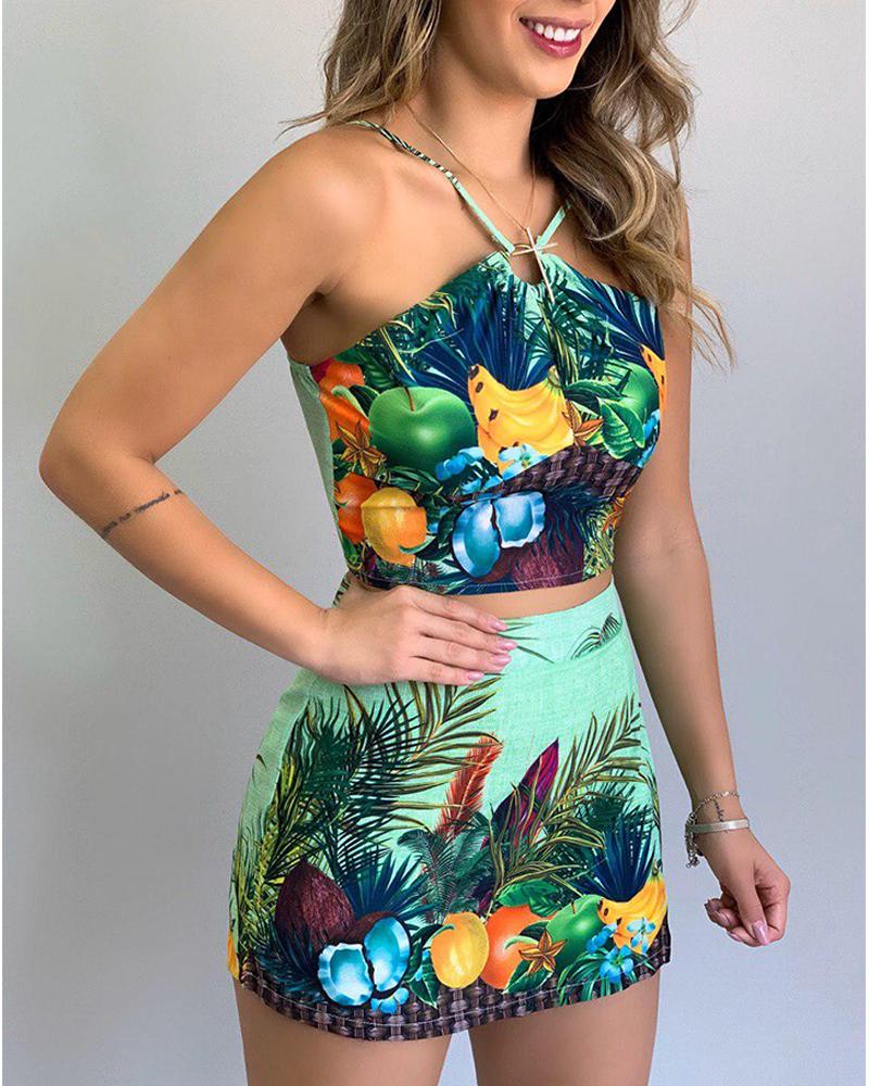 

Tropical Fruit Two-Piece Set, Green