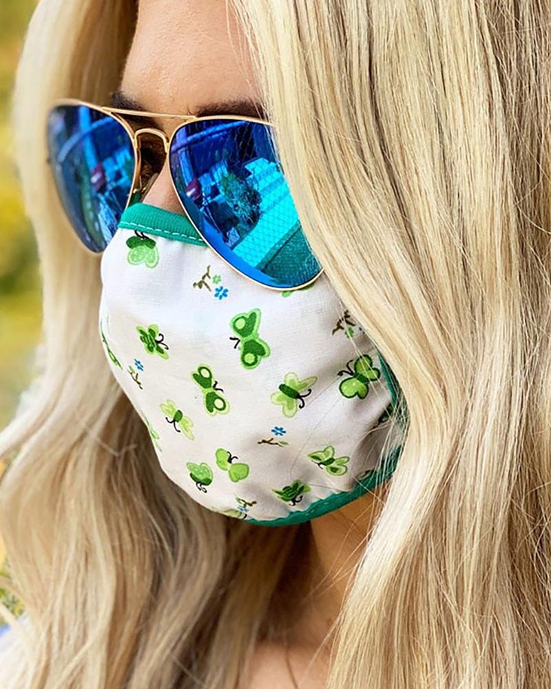 

Floral Butterfly Print Breathable Mouth M .a. s. k Washable And Reusable, White