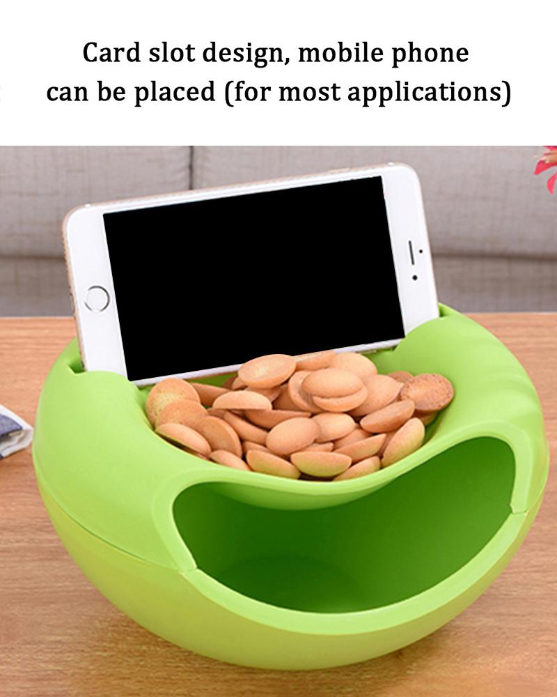 

Creative Plastic Double Layer Snack Storage Lazy Fruit Plate Bowl, Green