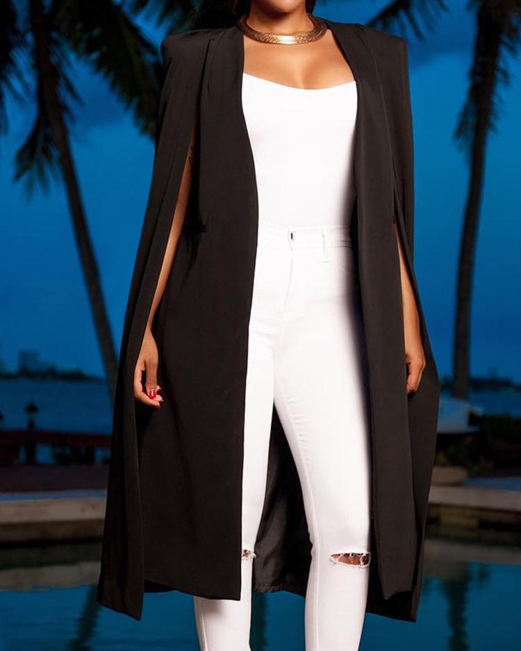 

Trendy Cape Sleeve Blazer Coat, Black
