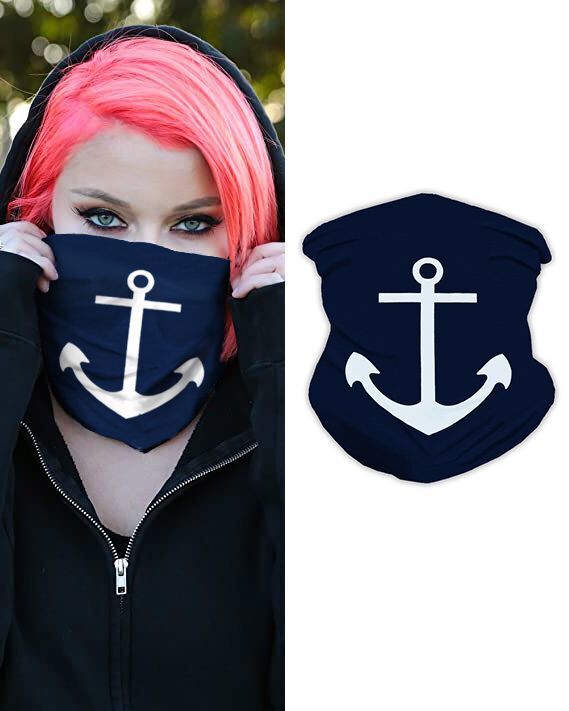 

Boat Anchor Print Breathable Face Bandana Magic Scarf Headwrap Balaclava, Blue