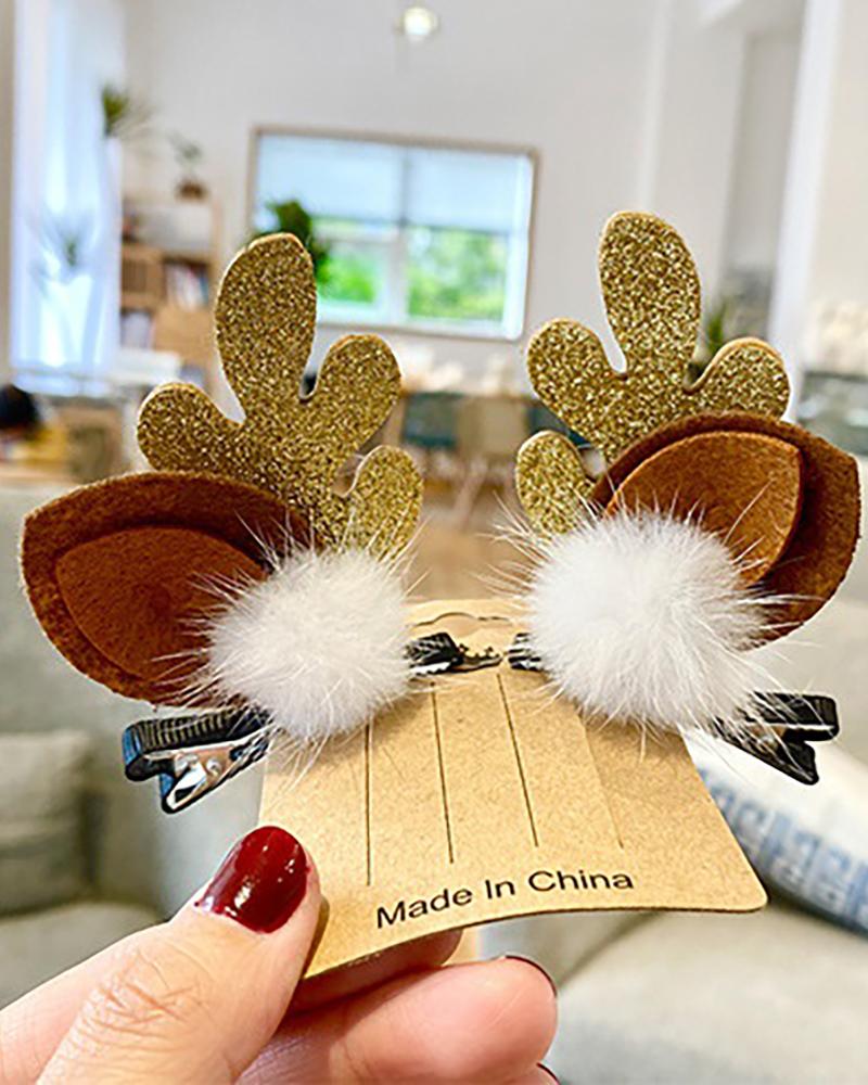 

Christmas Moose Deocr Pom Pom Hair Clip, Gold