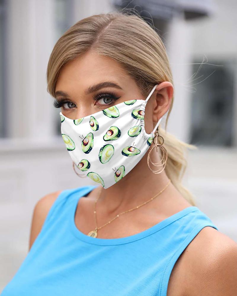 

Avocado Print Breathable Mouth Mask Washable And Reusable, White