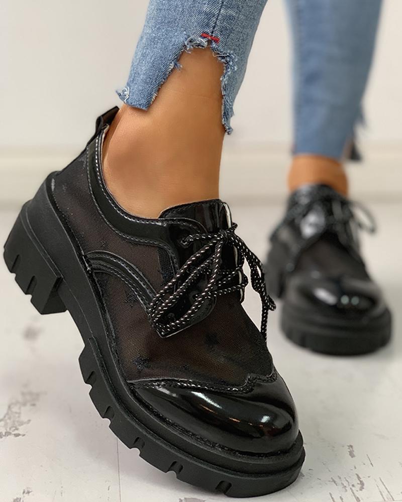 

Up Mesh Insert Chunky Shoes, Black