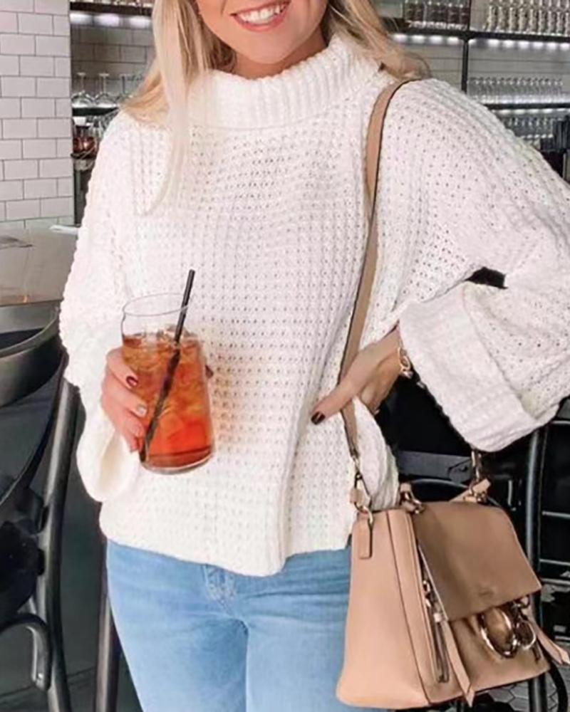 

Plain Long Sleeve Casual Sweater, White