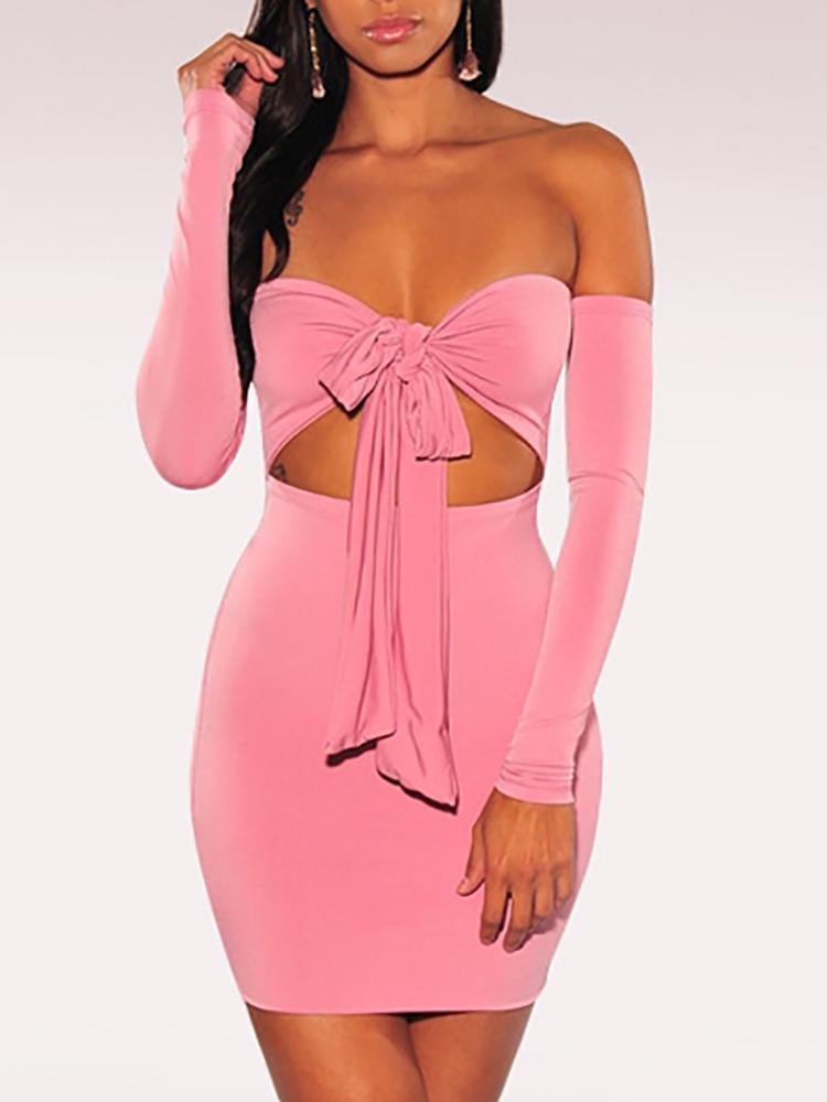 

Off Shoulder Tied Front Cutout Bodycon Dress