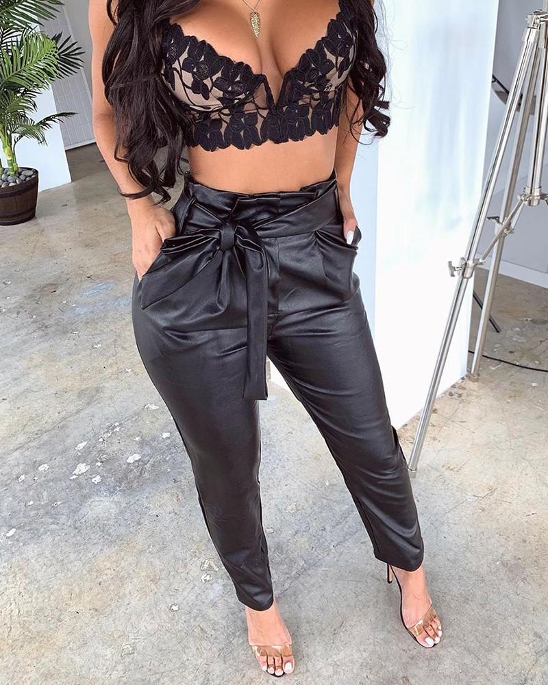 

Black Faux Leather Pocket Leggings