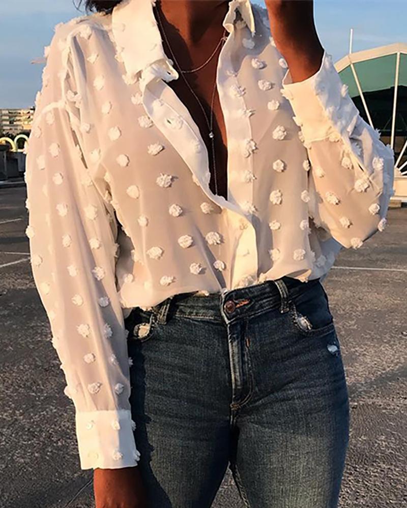 

Long Sleeve Swiss Dot Casual Shirt