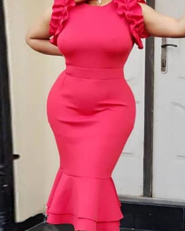 

Layered Ruffles Fishtail Bodycon Dress