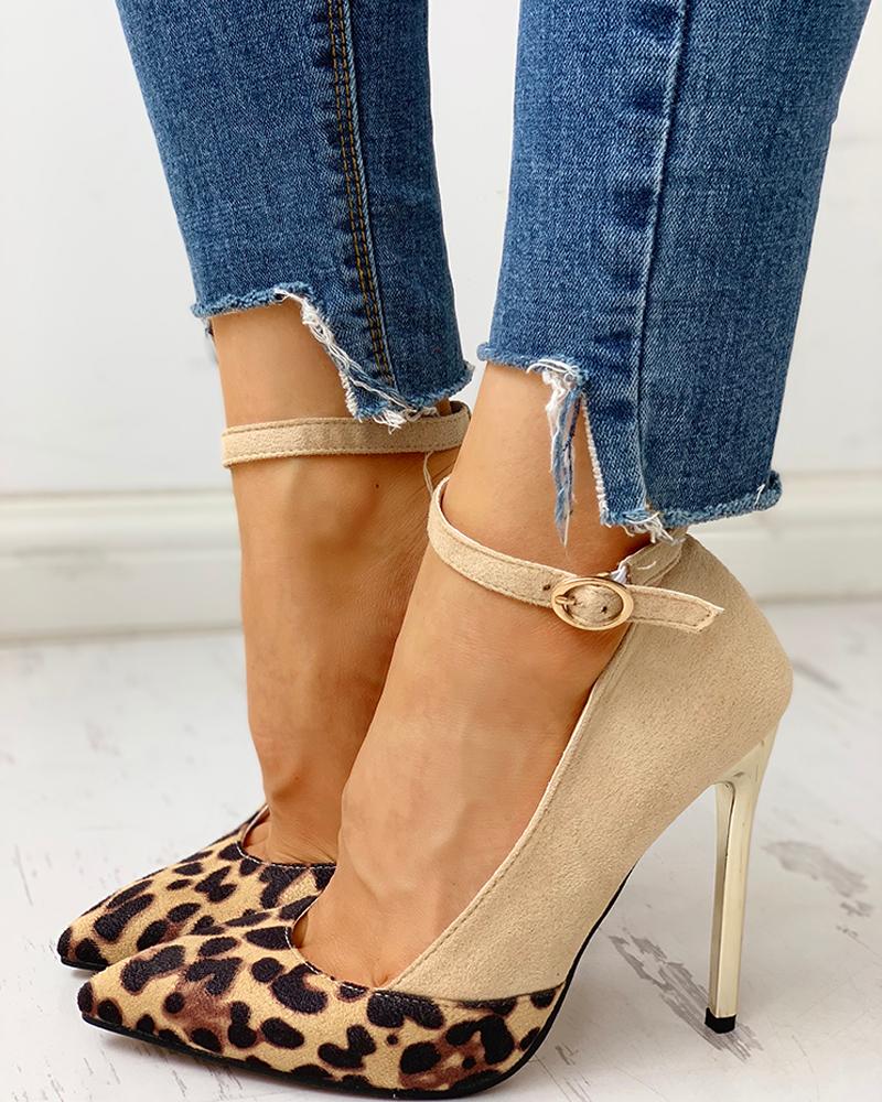 

Pointed Toe Leopard Insert Thin Heels