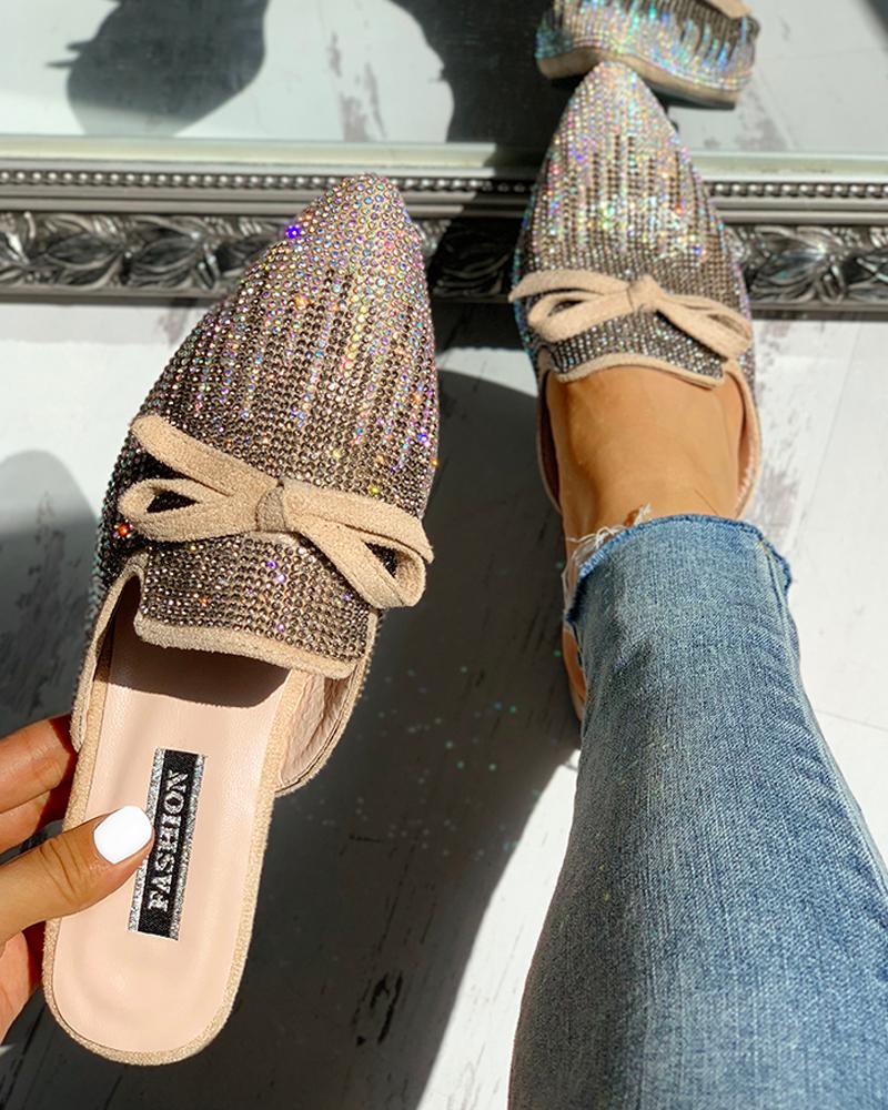 

Bowknot Design Studded Heeled Sandals