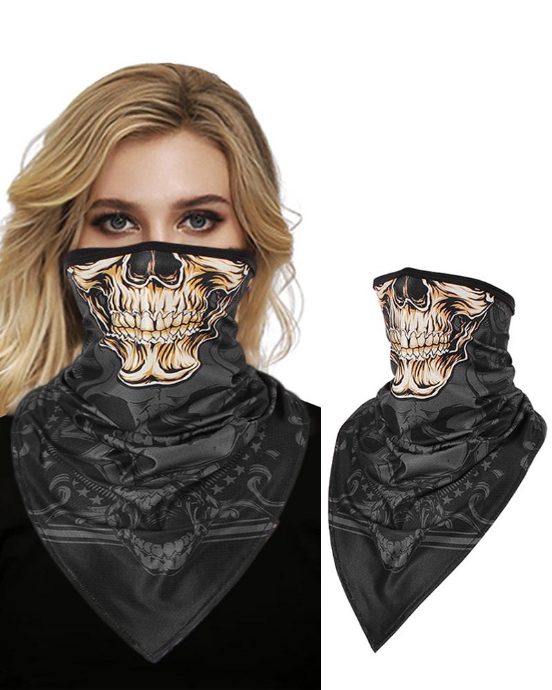 

Skull Print Face Bandana Magic Scarf Headwrap Balaclava, Dark grey