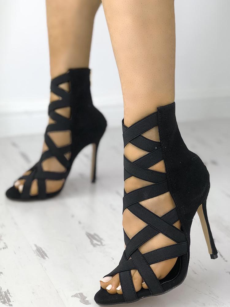 

Caged Bandage Peep Toe Thin High-heeled Sandals