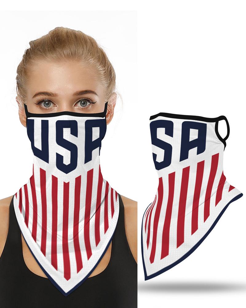 

Flag Letter Print Breathable Face Cover Bandana Windproof Motorcycling Dust Outdoors, White