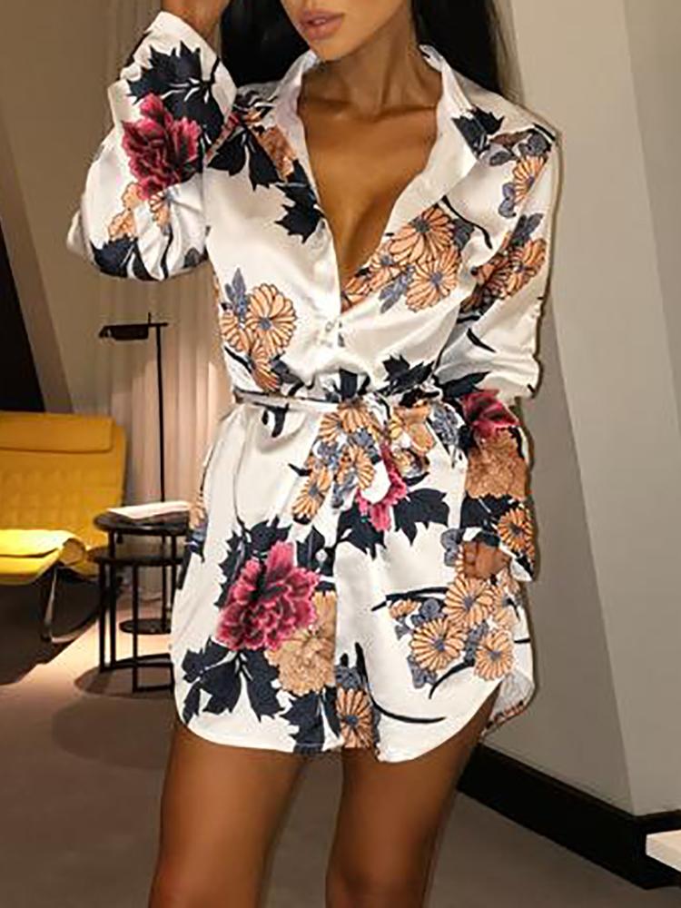 

Vintage Floral Button Tied Waist Shirt Dress
