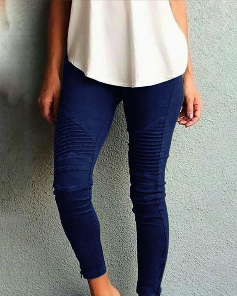 

Stretchy Pleated Ankle Zipper Pants