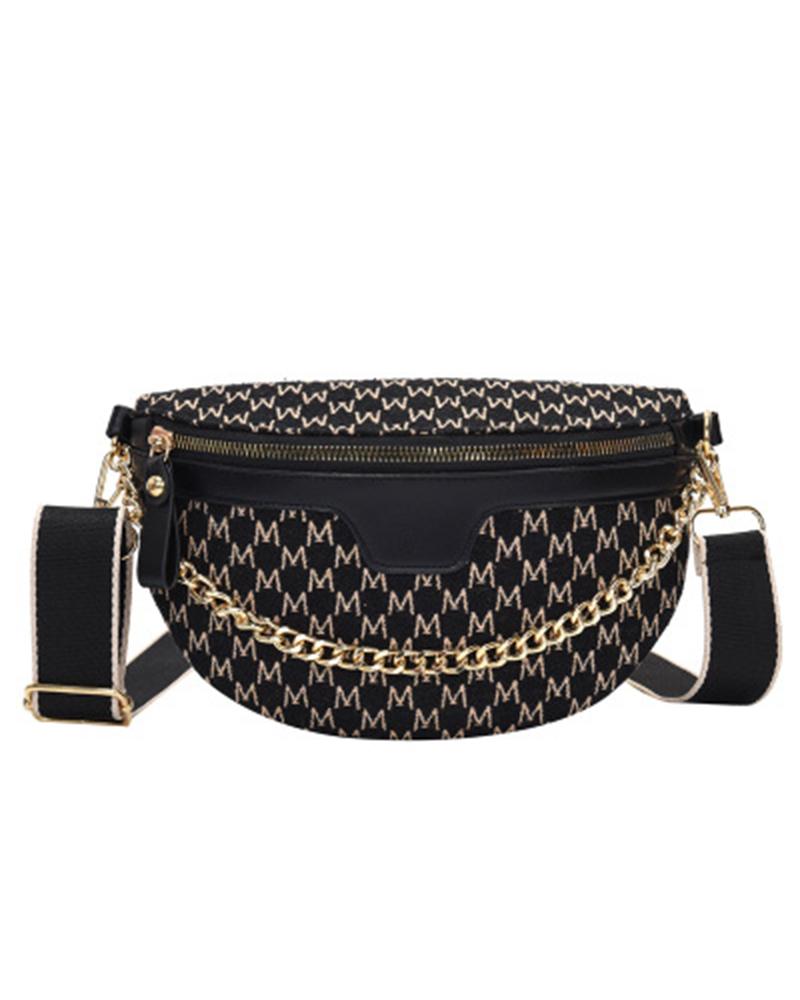

All-match Printing Chain Messenger bag, Coffee