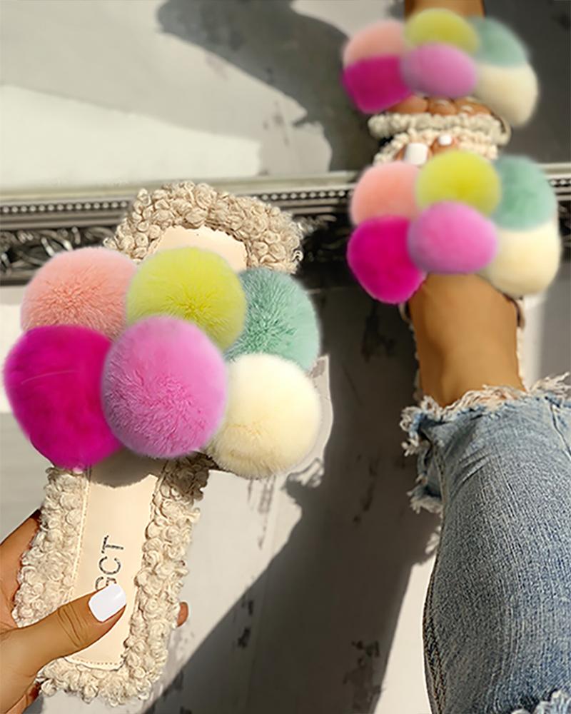 

Colorful Venonat Design Fluffy Casual Flat Sandals