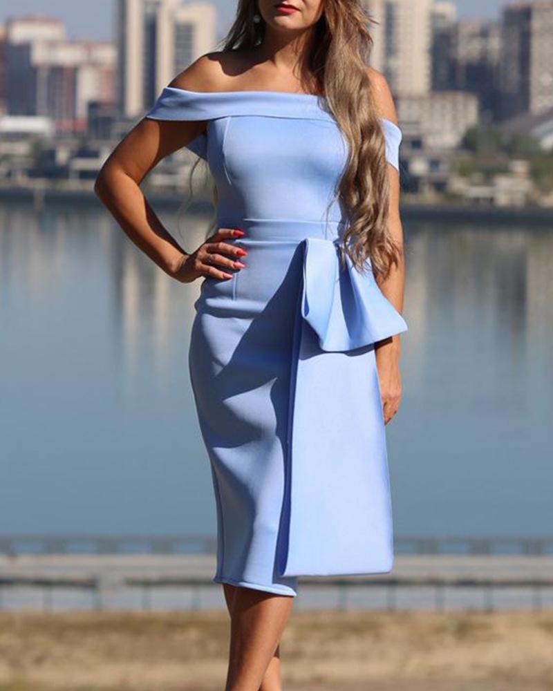 

Bow Tie Tube Midi Dress, Blue