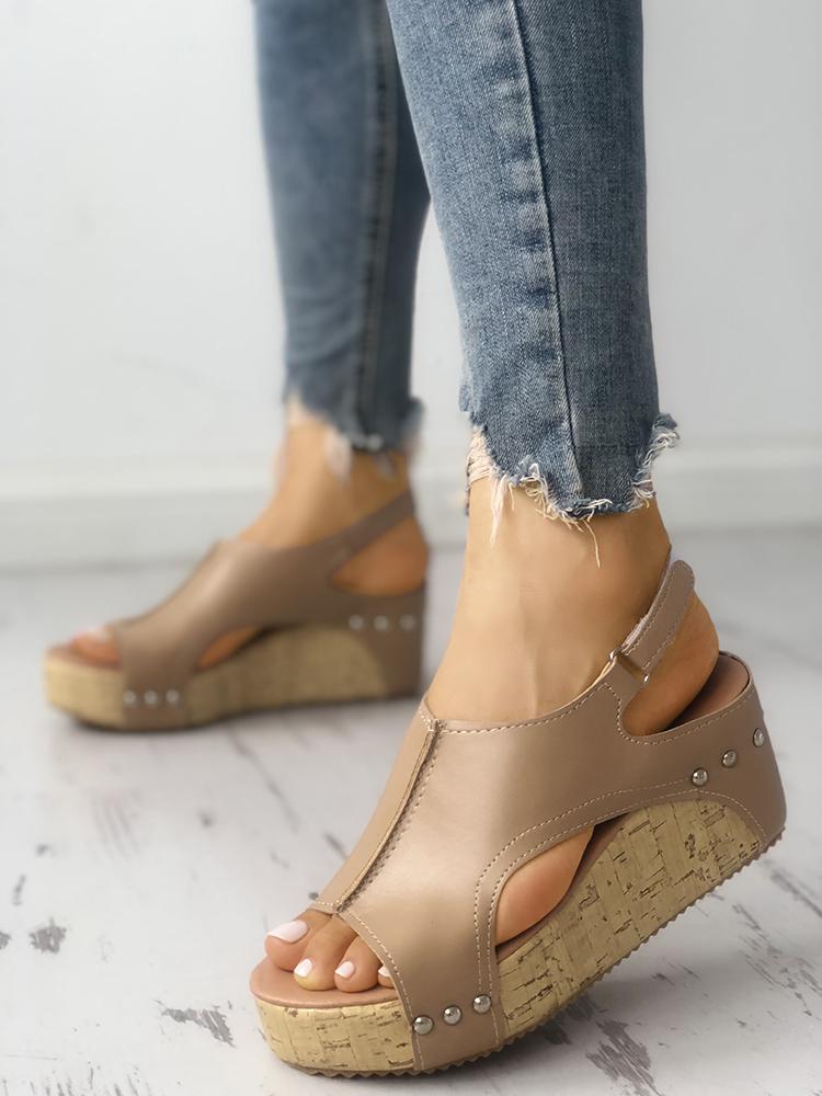 

Peep-toe Slingback Platform Wedge Sandals